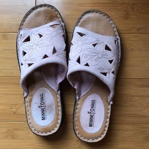 Minnetonka leather slides